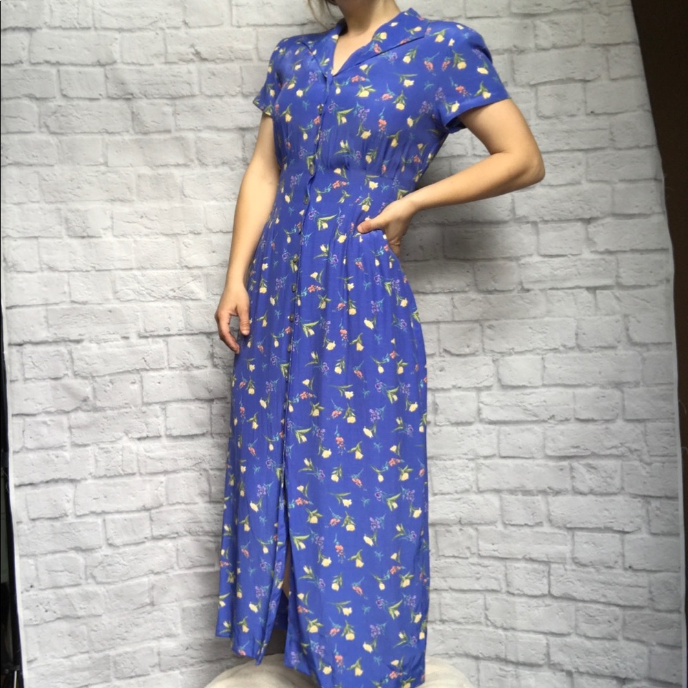 SHERI MARTIN Vintage Floral Maxi Button Up Dress